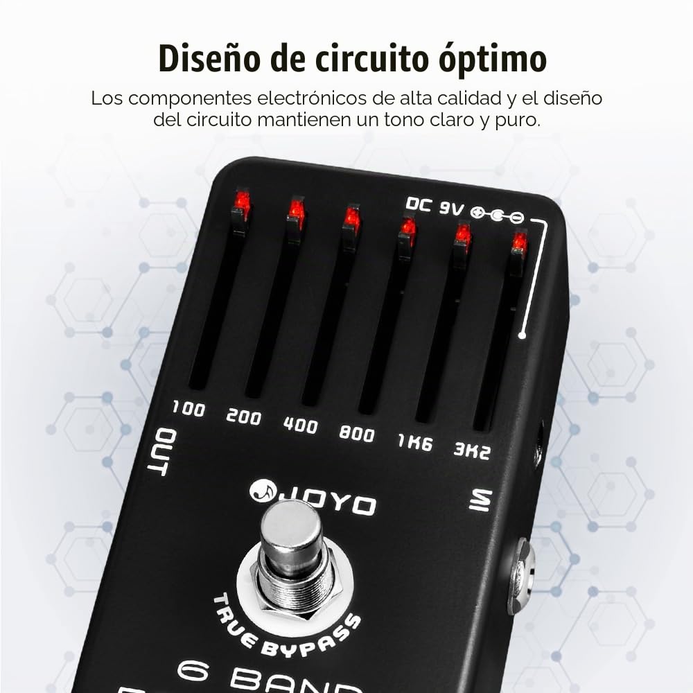 JOYO Ecualizador de guitarra eléctrica con pedal de ecualizador de 6 bandas hz proporciona ± 18 dB para cada banda (JF-11)