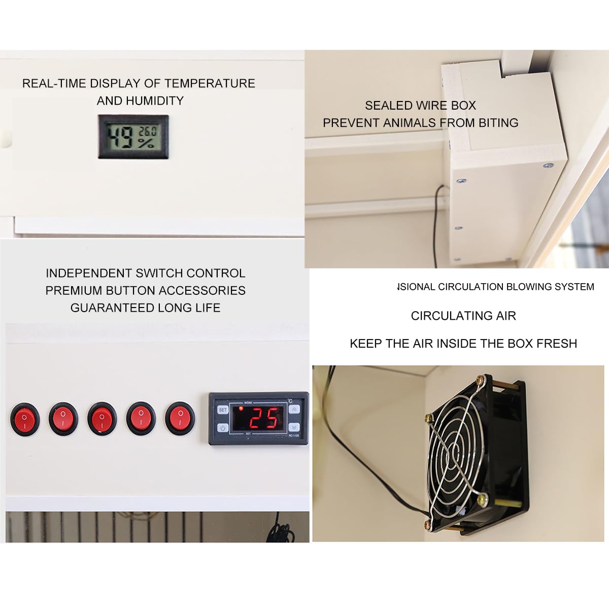 Habitat della gabbia per rettili con riscaldamento intelligente a temperatura costante, lampada di riscaldamento e sistema di soffiaggio di circolazione per lucertole, gechi, tartarughe e pitoni