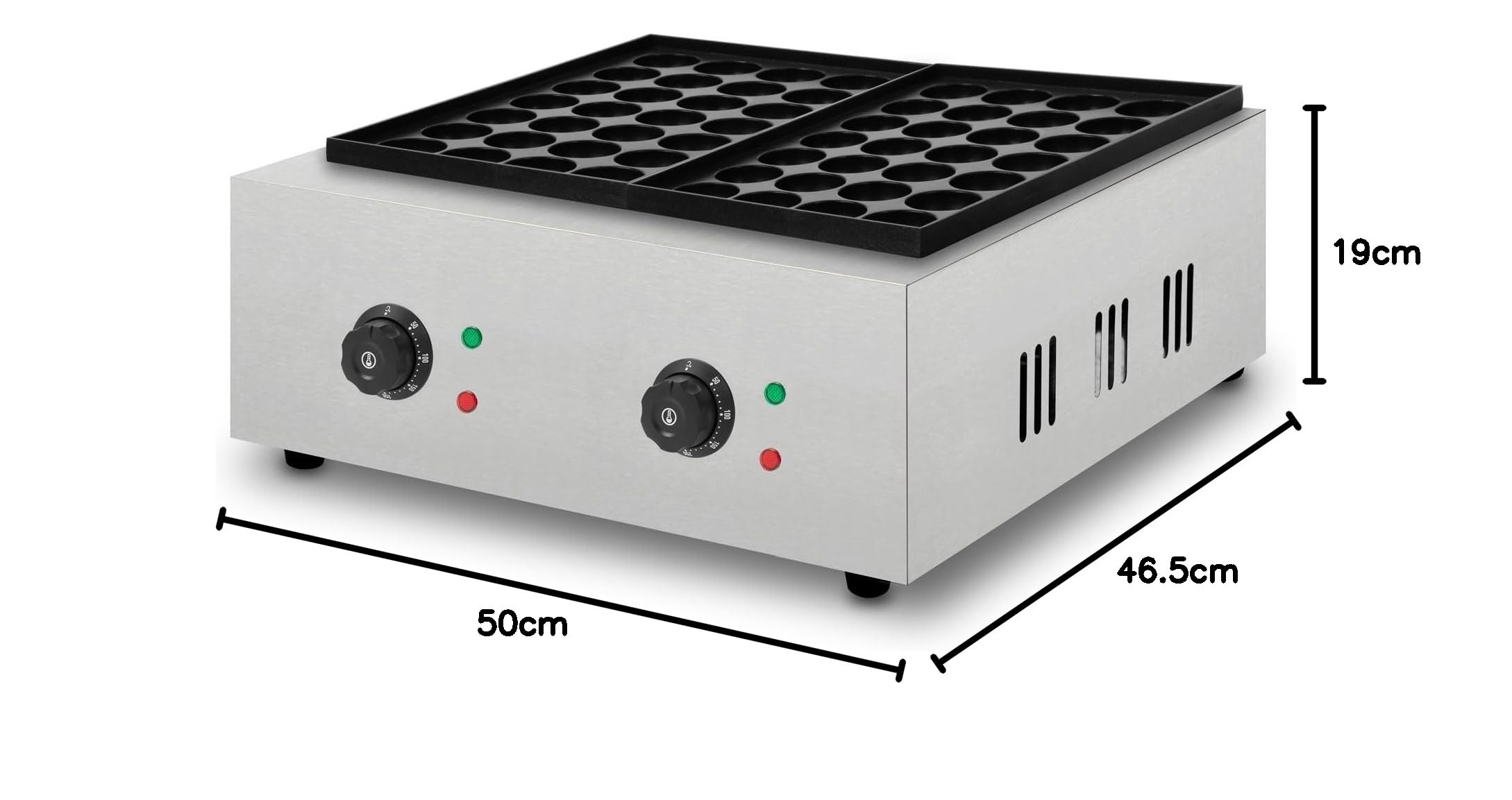 Vertes Takoyaki Maker 4000W Grill Acciaio Inox 2x300°C Piastra Ghisa Antiaderente 56 Cavità
