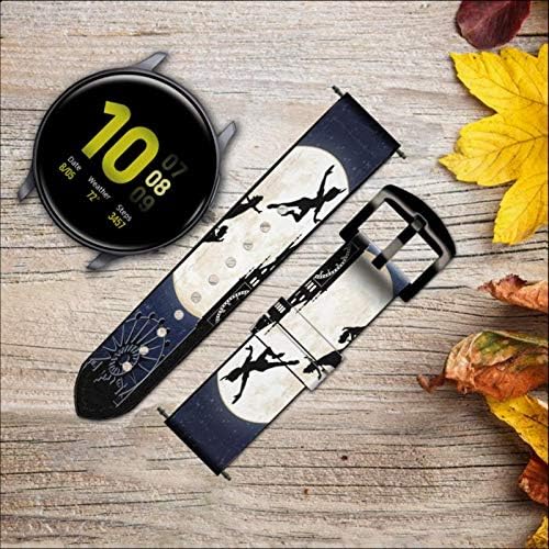 Miniatura 2 de CA0633 Peter Pan Fly Full Moon Night Leather & Silicone Smart Watch Band Strap for Samsung Galaxy Watch Watch3, Gear S3 Models Gear S3 Frontier Gear