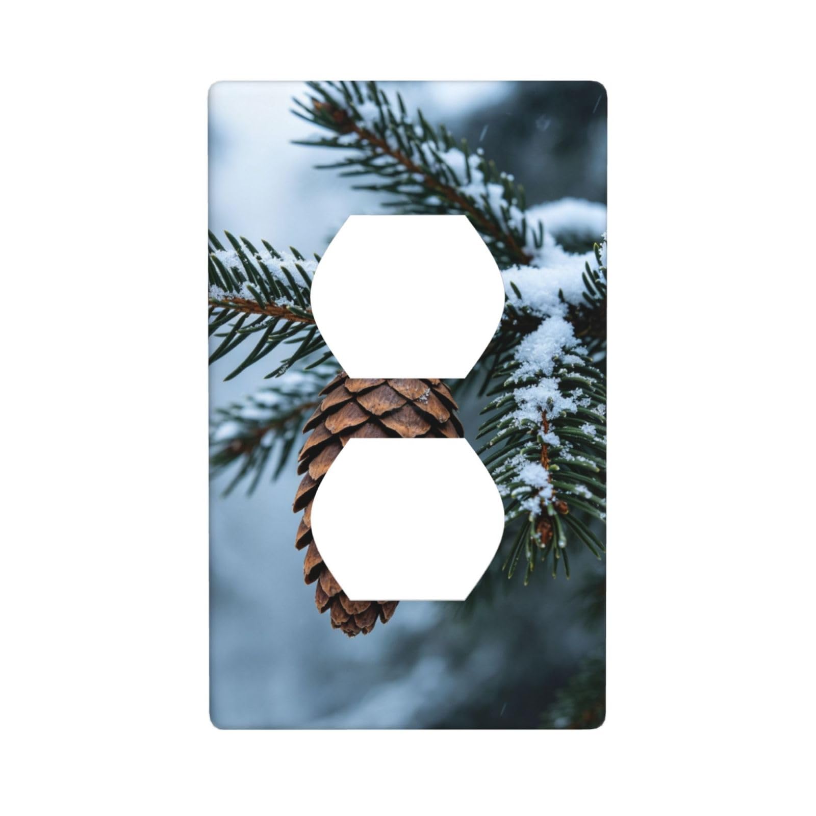 Green Pine Branch Decorative Switch Plate Cover-Unbreakable Polycarbonate Wall Plate for Home Office, 1 Gang with Screws