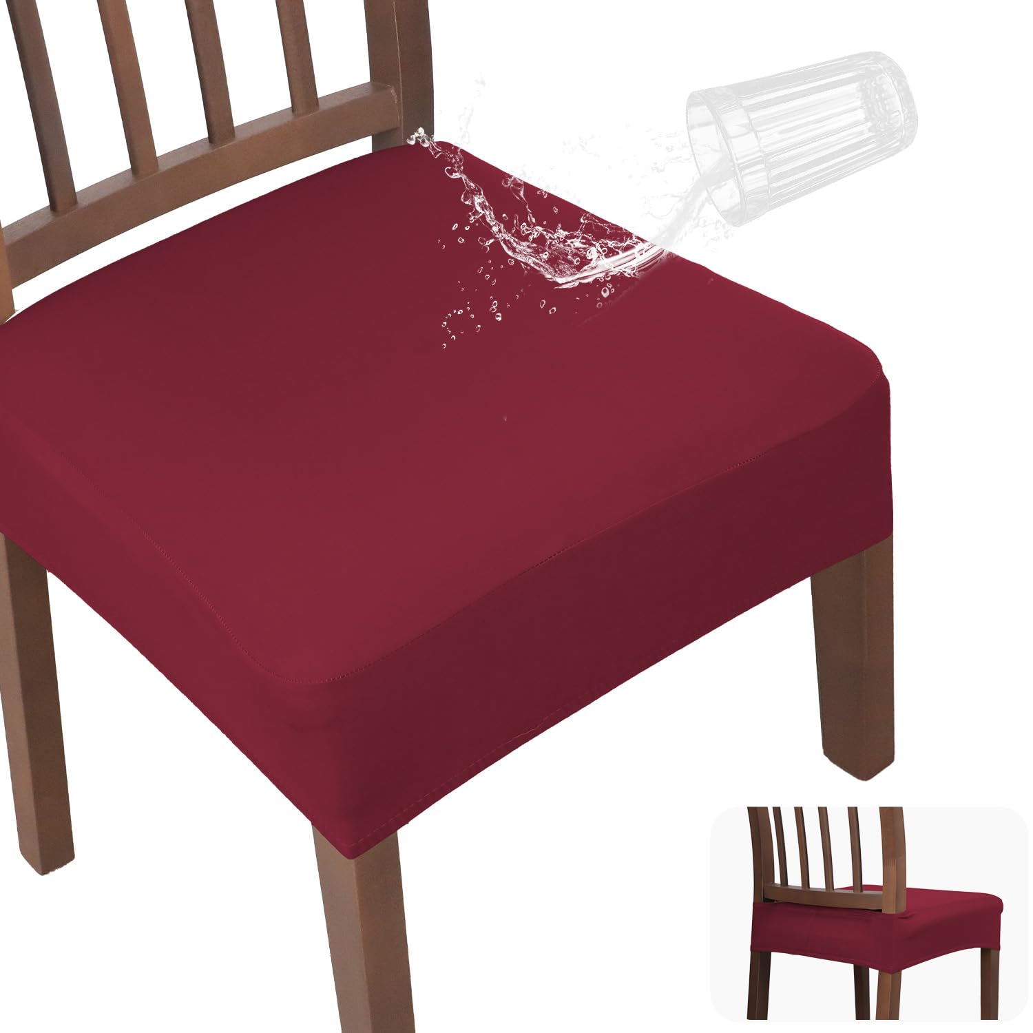 JQinHome Waterproof Dining Chair Seat Covers Set of 4 | Soft Removable Washable Chair Covers for Dining Room,Rear Gap Hook-and-Loop| Elastic Non-Slip,