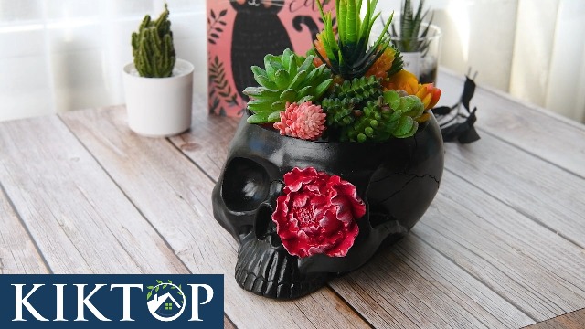 BORDSTRACT Pot De Fleurs En Forme De Tête De Mort, Bol à Bonbons D'Halloween, Décoration