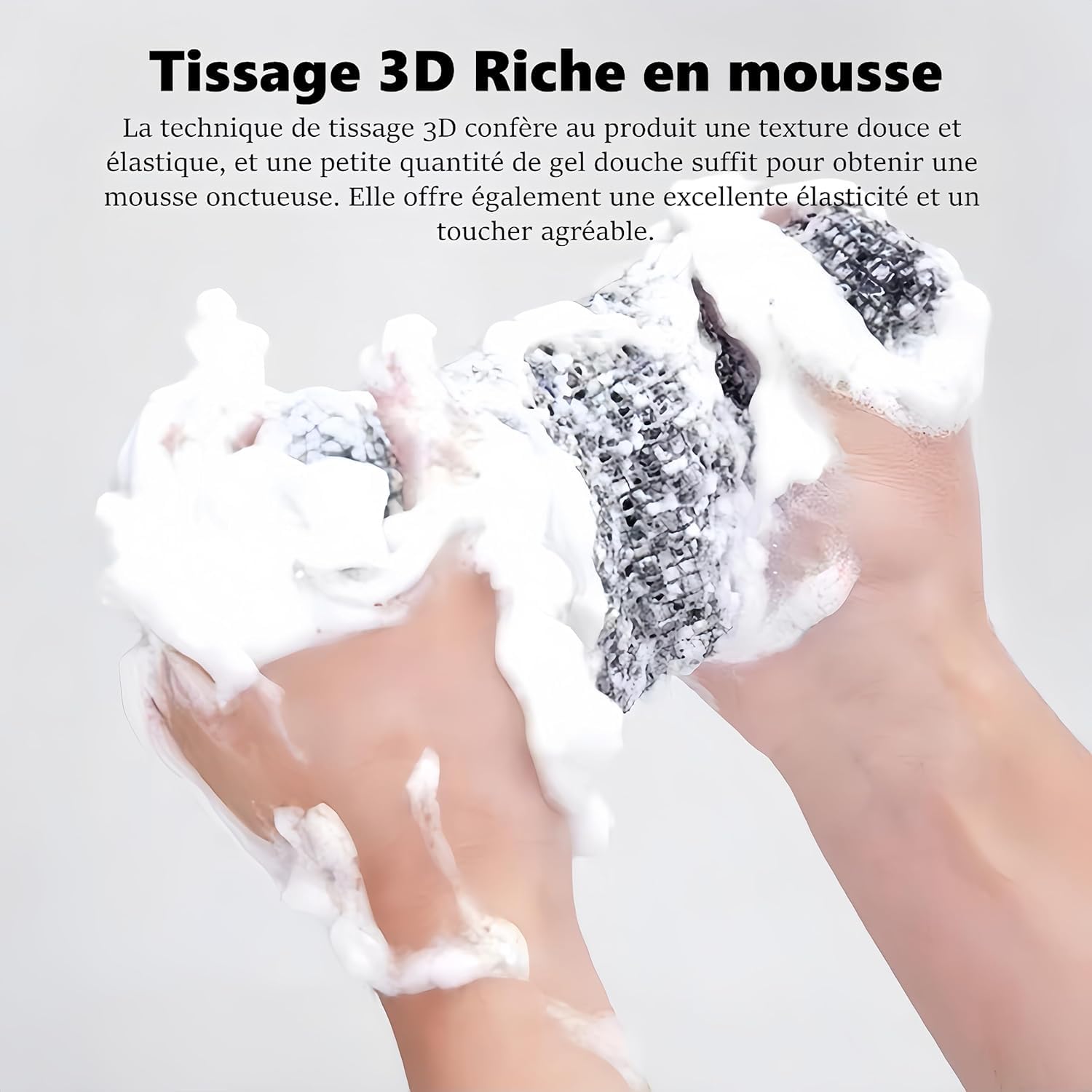 Serviette De Douche Exfoliante Ecovia™Gant de Gommage en Fibre de Bambou et Charbon Ecovia - Serviette de Douche Exfoliante Naturelle pour Exfoliation Douce du Corps (3 Pcs,Rayure noire)