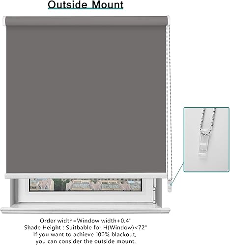 Miniatura 3 de Persianas enrollables 100% opacas para ventana, color carbón de 20 x 72 pulgadas, con aislamiento térmico, protección UV, privacidad, tela