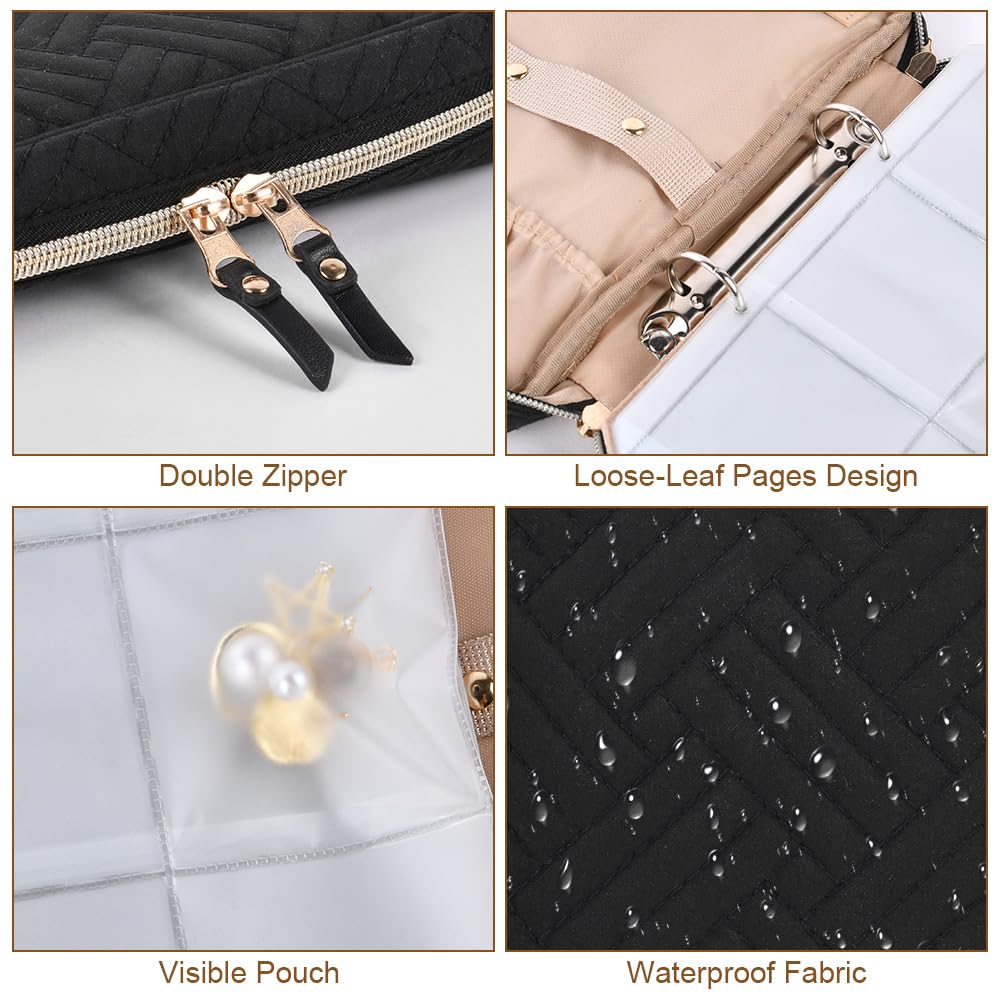 Organizer Da Viaggio Per Gioielli - Roll In Cotone, Antigroviglio, Per Orecchini, Anelli E Collane - Foto 5