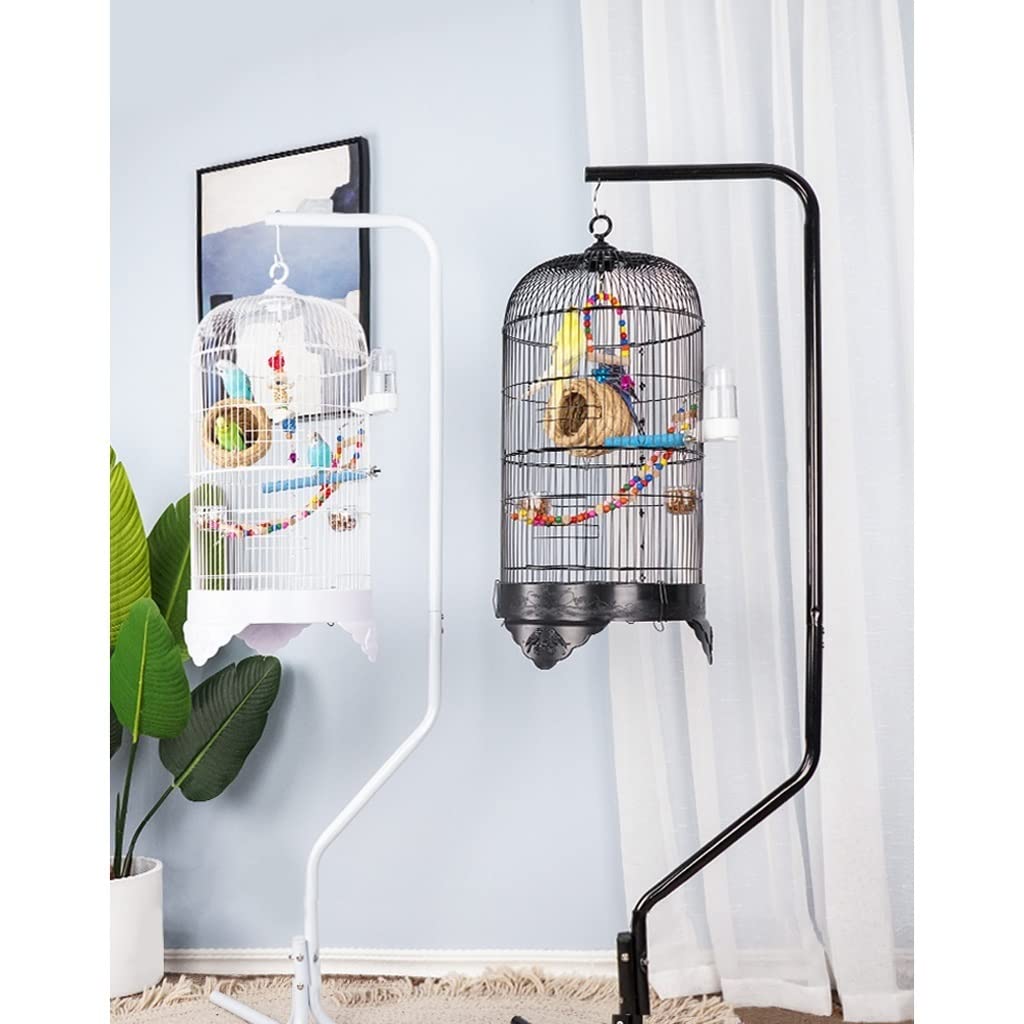 La Jaula De Pájaros Portador de pájaro hecho a mano Metal Acero inoxidable Caja redonda Parrot Pearl Pájaro Jaula Creativa Aleación de seda Jaula de pájaros con escalera colgante Juguete 75 cm Jaula P