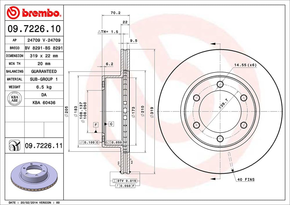 Amazon.com: Brembo 09.7226.11 UV Coated vented Front Brake