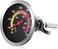 Termômetro Analógico Para Forno a Lenha, Estufa e Churrasqueira – Alta Precisão 400°C – Cor Preto – Ideal para Smoker e Forno Artesanal