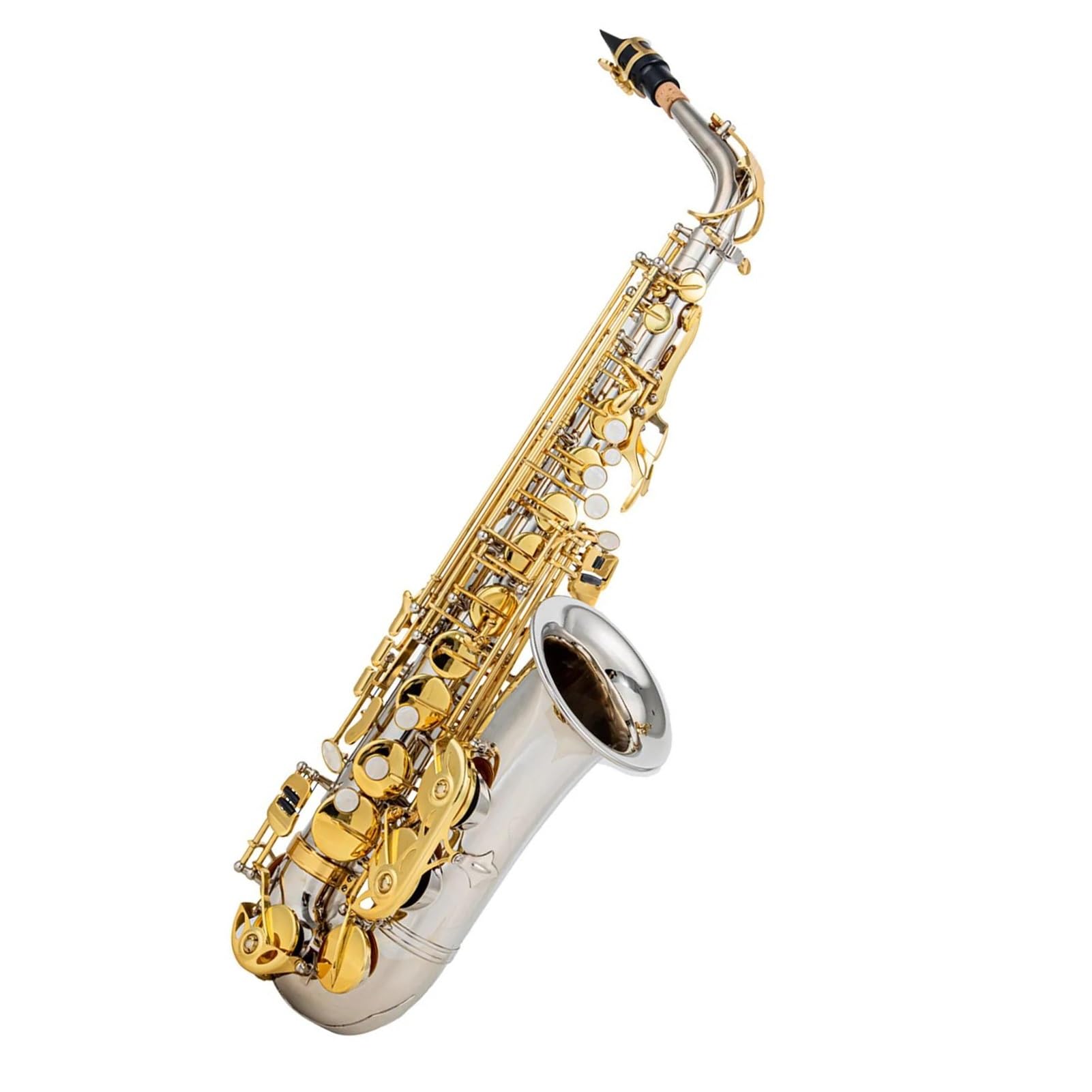 Studencki Profesjonalny Saksofon Eb Saksofon Altowy Mosiądz E Płaski Saksofon Drewniany Instrument Dęty Z Pudełkiem profesjonalny Saksofon (Color : Silver Gold)
