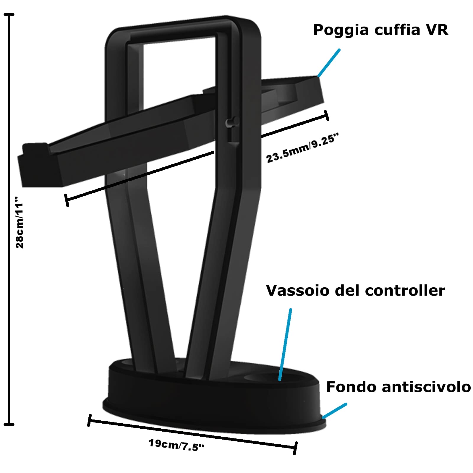 Digicharge Supporto per cuffie VR per Oculus Meta Quest 3S / Quest 3 / Quest 2 / PS VR Display Mount Station per cuffie e controller touch, supporto di archiviazione VR con base per controller