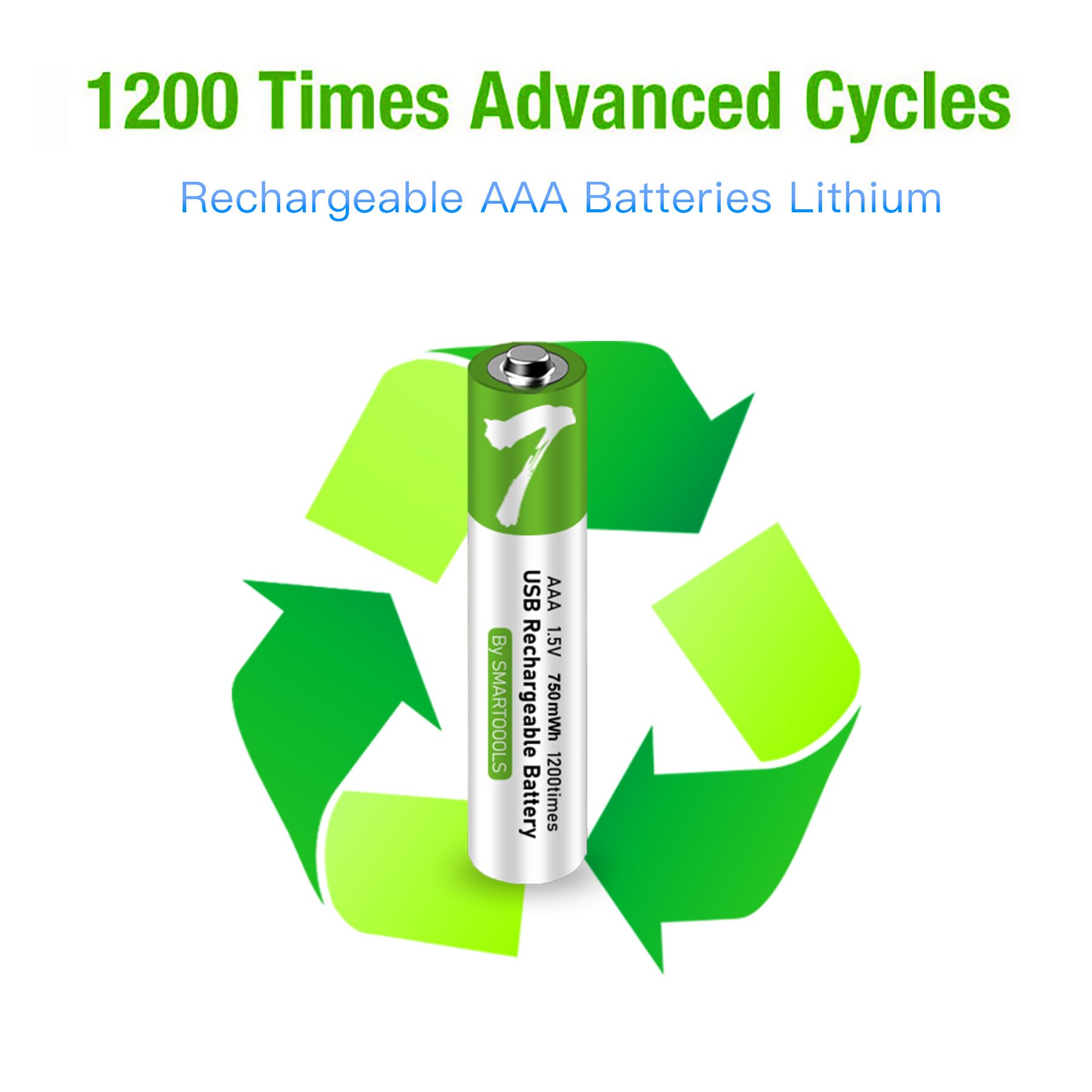 16 batterie AAA USB Type-C AAA agli ioni di litio ricaricabili, ad alta capacità, 1,5 V, 500 mAh, 750 mWh ricaricabili, con cavo di ricarica