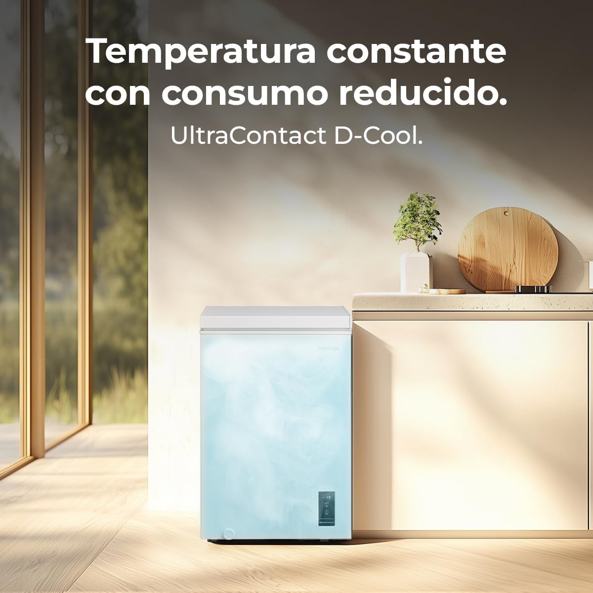 Cecotec Congelador Horizontal 99L Bolero CoolMarket Chest 99P White E. Cesta con Asas, Control Electrónico LED, UltraContact D-Cool, Dual Function, Puerta ZeroG (80º-30º), Fast Freezing, Compacto — view 5