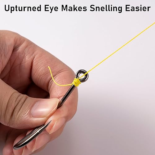 Miniatura 5 de Dr.Fish Paquete de 50 ganchos de cebo de río grande, gancho de cebo vivo, pico de pulpo, anzuelos de pesca compensados, ganchos circulares de agua