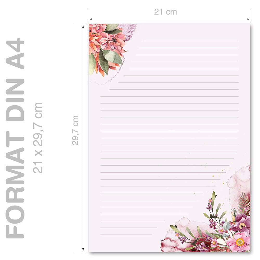 20 Sheets Motif Letter Paper! Flower TIME DIN A4 - Flowers