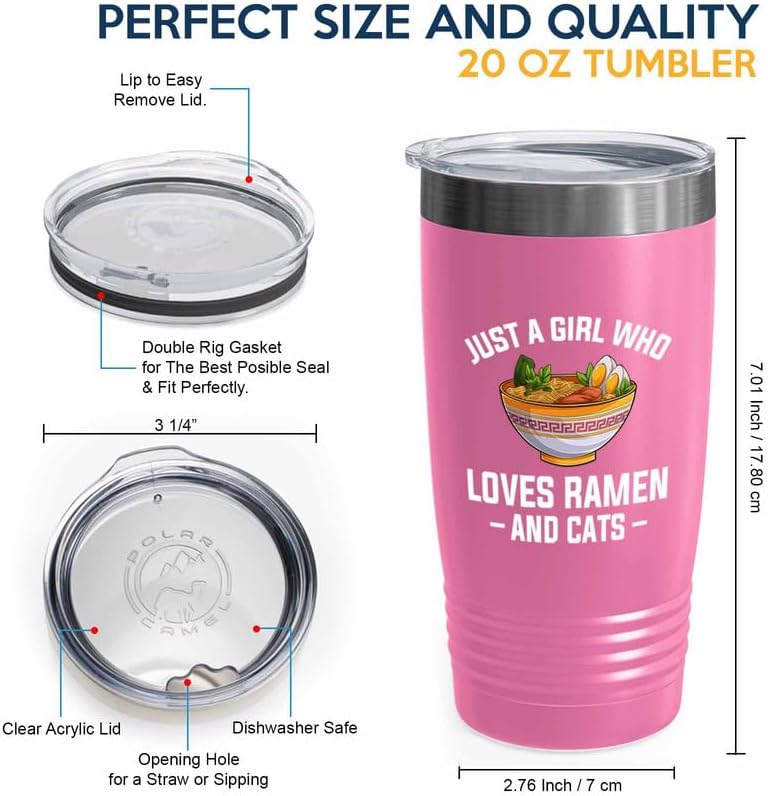 Miniatura 4 de Ramen Lover Pink Edition Vaso de 20 onzas  Just a girl who loves  Food Lovers pollo, calabaza, vegano, despensa, fideos picantes