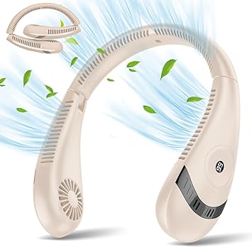 MSEVC Neck Fan, 5000mAh Foldable Bladeless Fan 360 degree Cooling Wearable Personal Fan, Rechargeable Hand-free Neck Fan with 3 Speeds, 80 Air Outlet for Travel, Outdoor, Home, Office, School, Camping