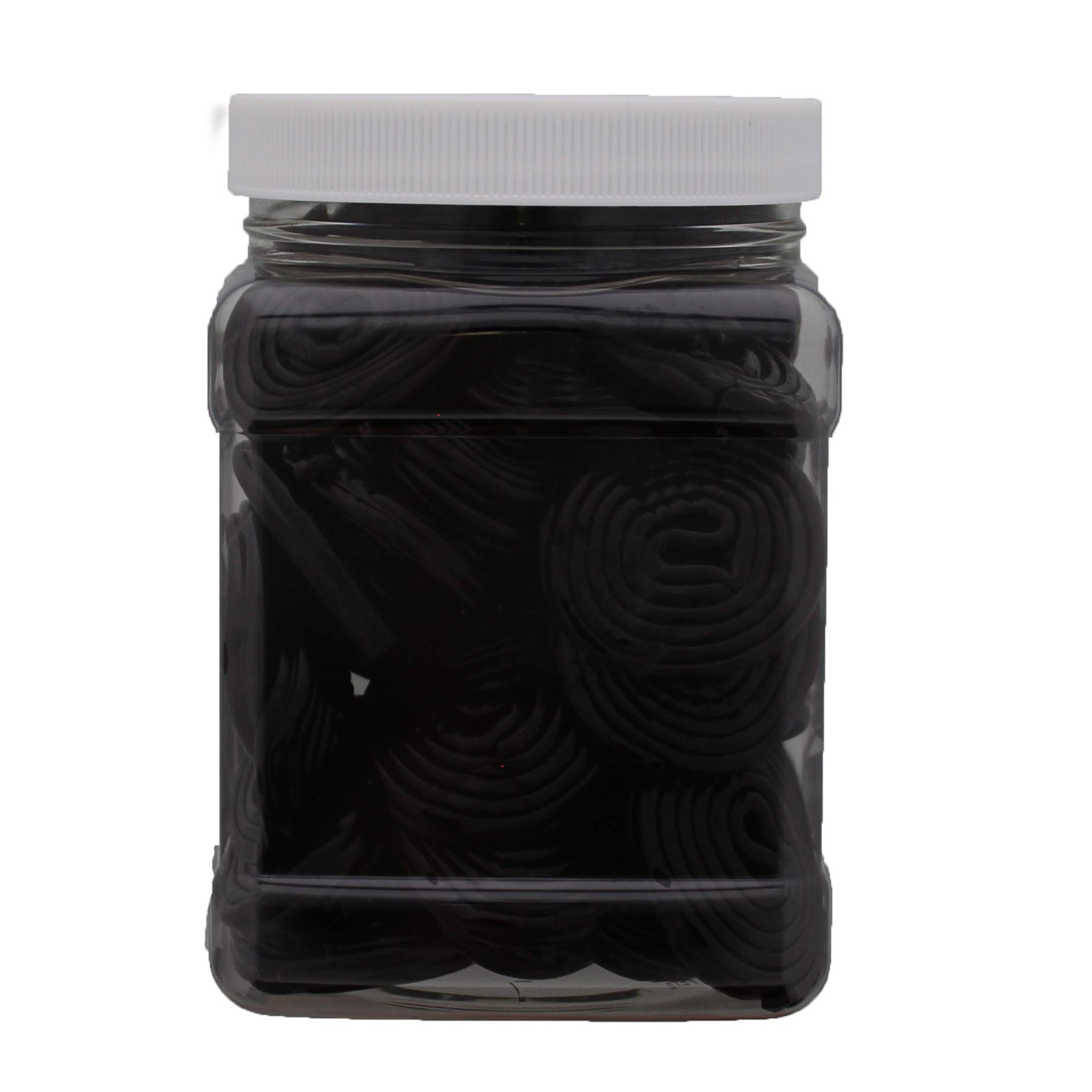 Broadway Black Licorice Rolls 1.25 Pound - Custom Black Bulk Licorice Rolls Candy in a 32 FL OZ Gift Ready Reusable Square Jar