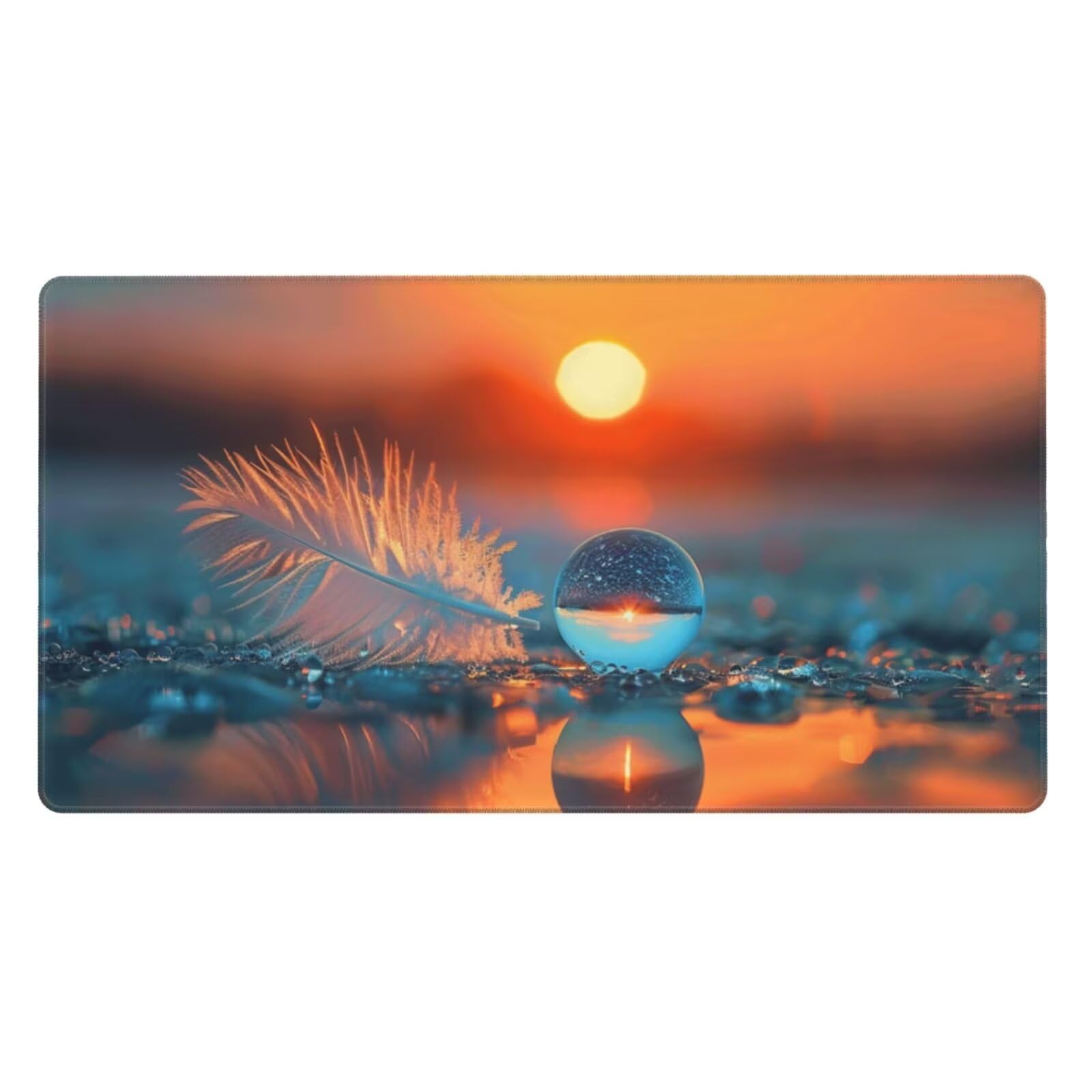 Alfombrilla de Ratón Gaming Grande XXL 1200x600x4mm con Bordes Cosidos, Tela de Micro Tejido, Base de Goma Antideslizante y Mouse Pad, para Teclado Jugadores Escritorio PC, Oficina Sol de Plumas Y6063