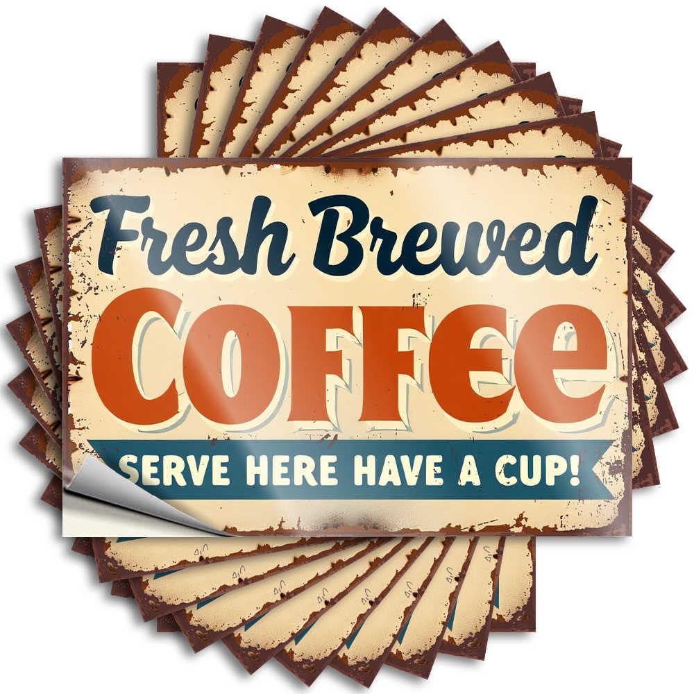 Decals Basement Decor Durable Vinyl - Fresh Brewed Coffee: Serve Here, Have A Cup! Hard for Travel Use(12X18CM)