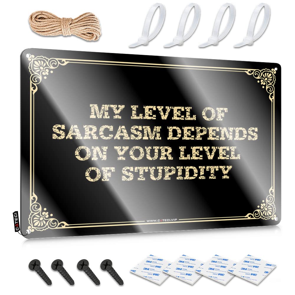 Sukecupqz Colour Pool Zone Tin Sign My Level Of Sarcasm Depends On Your Of Stupidity Tin Sign(20X30cm)