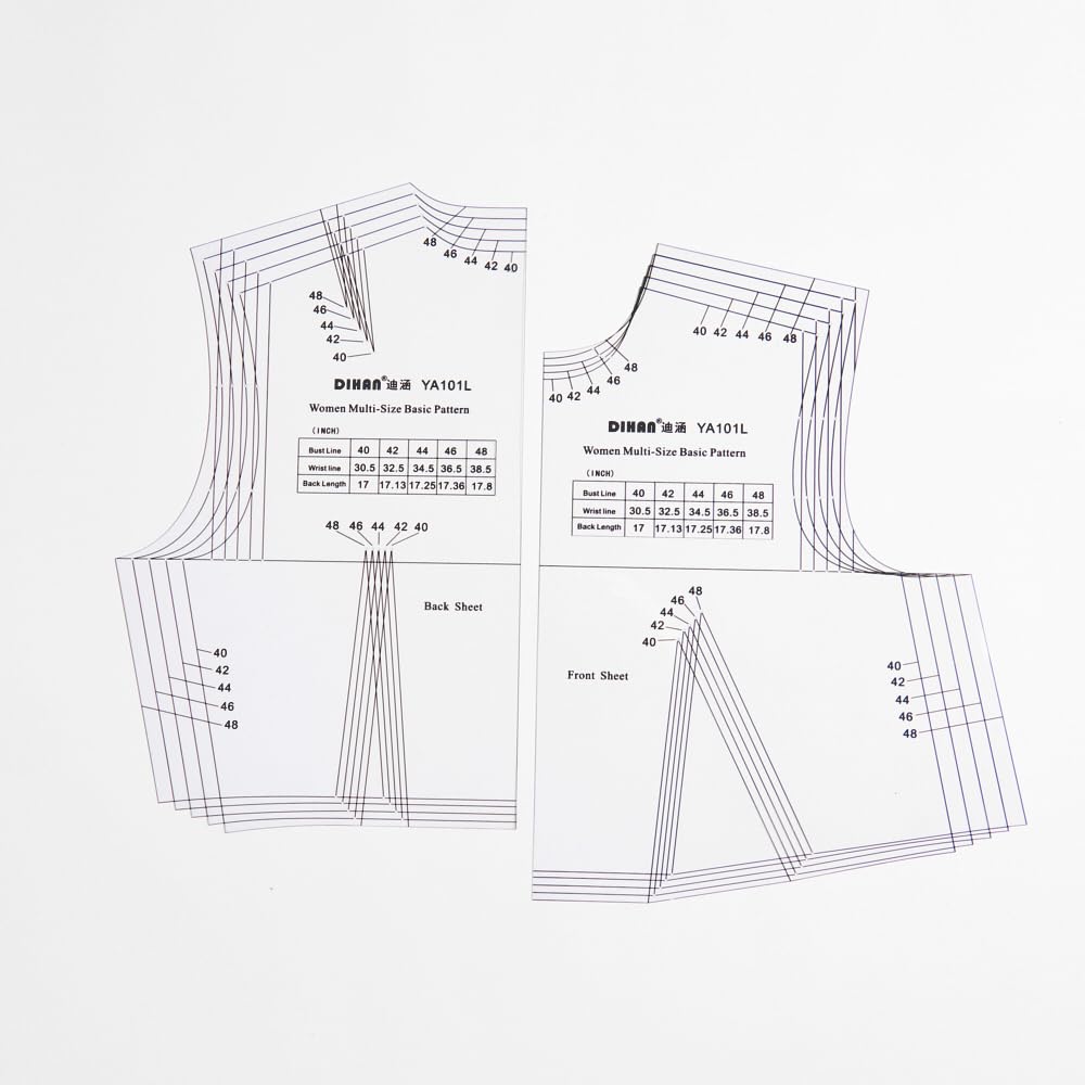Dihan Transparent #Ya101 Multi Size Plastic Woman's Basic Garment Pattern Block Making Ruler Sewing Ruler Quilting Rulers Garment Ruler Cutting Ruler (Ya101l)
