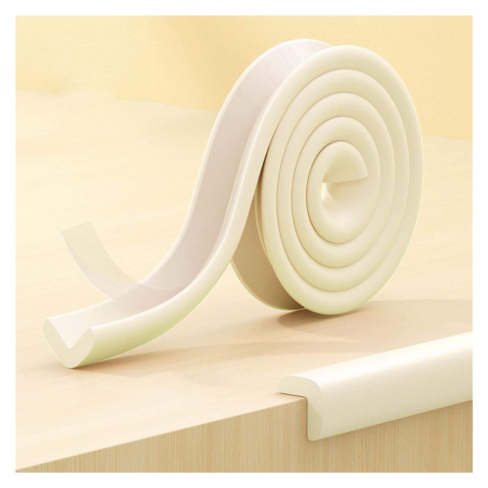 Foam Edge Corner Guards Protector Anti Collision Strip Self-Adhesive Safety Strips Bumper Stair Cushion For Furniture Cabinets Steps(Beige,2m/6.56ft)