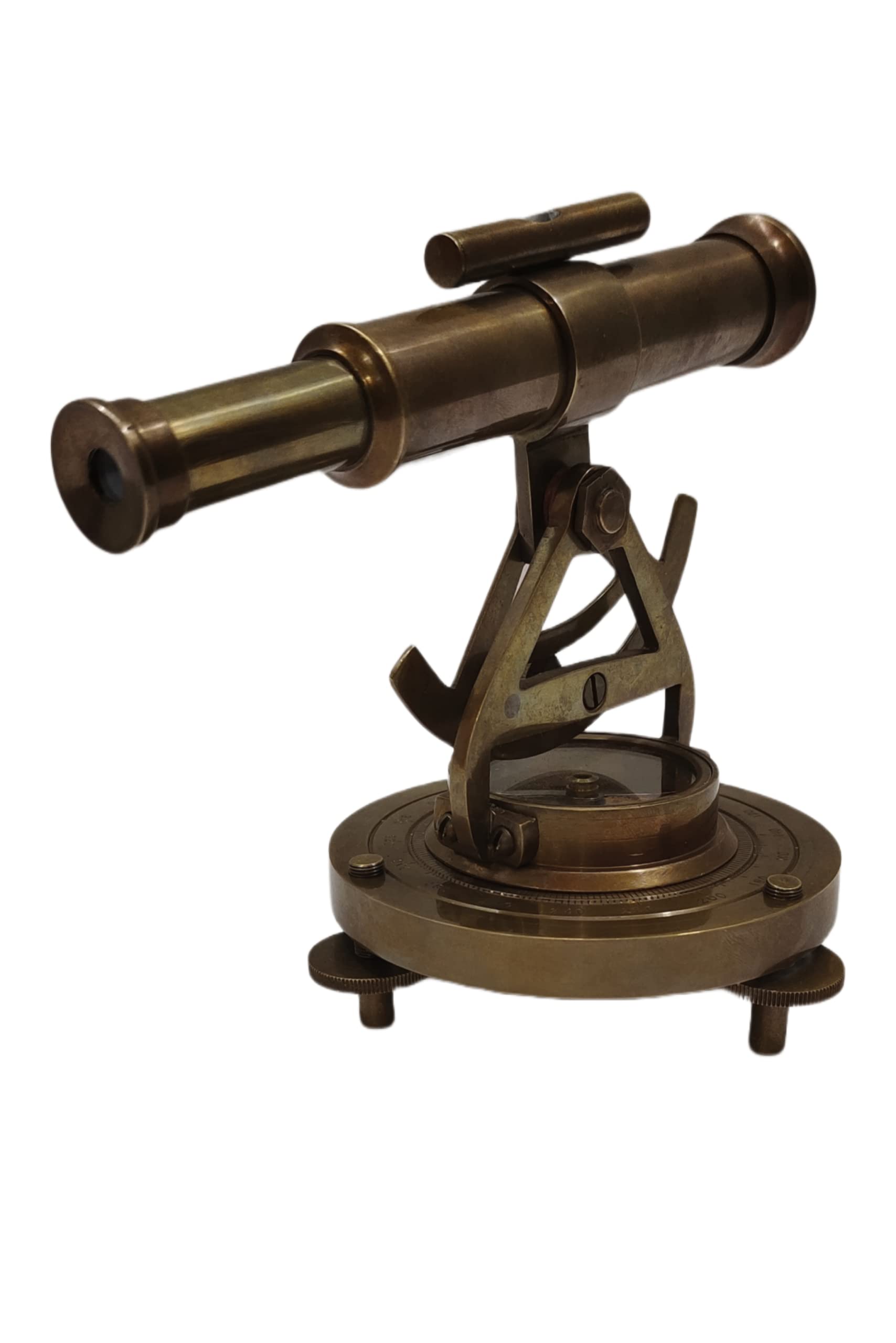NAVIROCK Antique Brass Alidade Telescope with Compass Survey Instruments Alidate Home/Office Table Decor