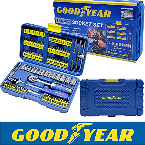 Goodyear 130pc Socket Set + Screwdriver Bits Set Including 72-Teeth Ratchet Handle with Hard Case 8 Goodyear 130pc Socket Set + Screwdriver Bits Set Including 72-Teeth Ratchet Handle with Hard Case - Image 8