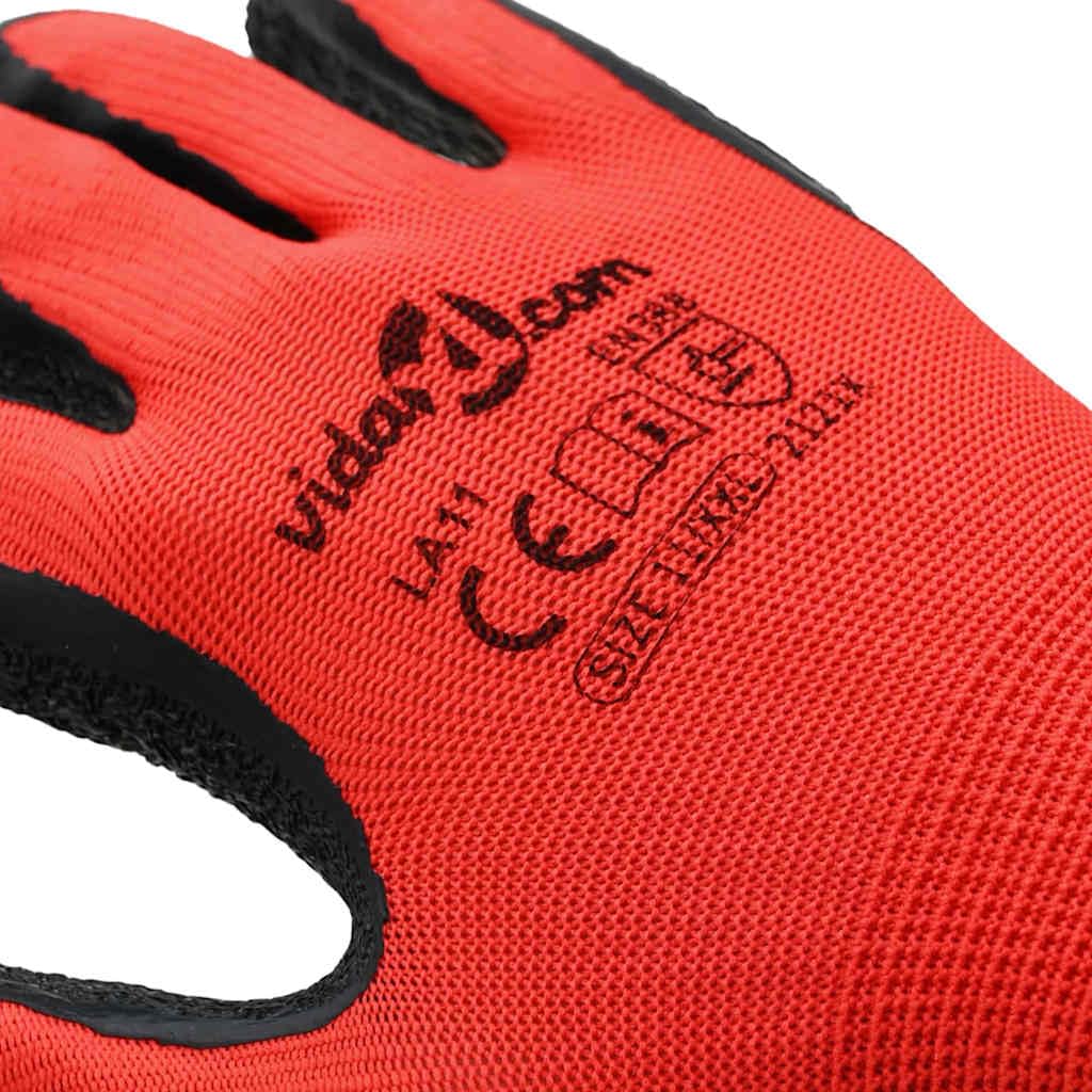 Générique Gants de Travail 24 Pcs Rouge et Noir 11/XXL, Lot de Gants de Jardinage avec Revêtement Latex Texturé pour une Prise Améliorée, Respirants pour Bricolage et Ménage