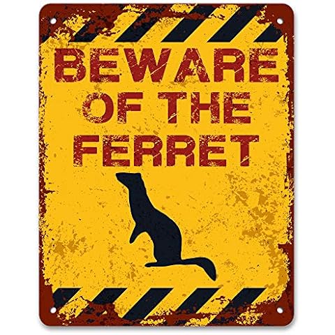 Print Crafted - Beware Of The Ferret | Vintage Metal Garden Yard Warning Sign Cover