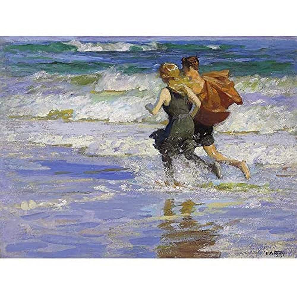 Potthast Beach Waves Couple Seascape Painting Art Print Canvas Premium Wall Decor Poster Mural
