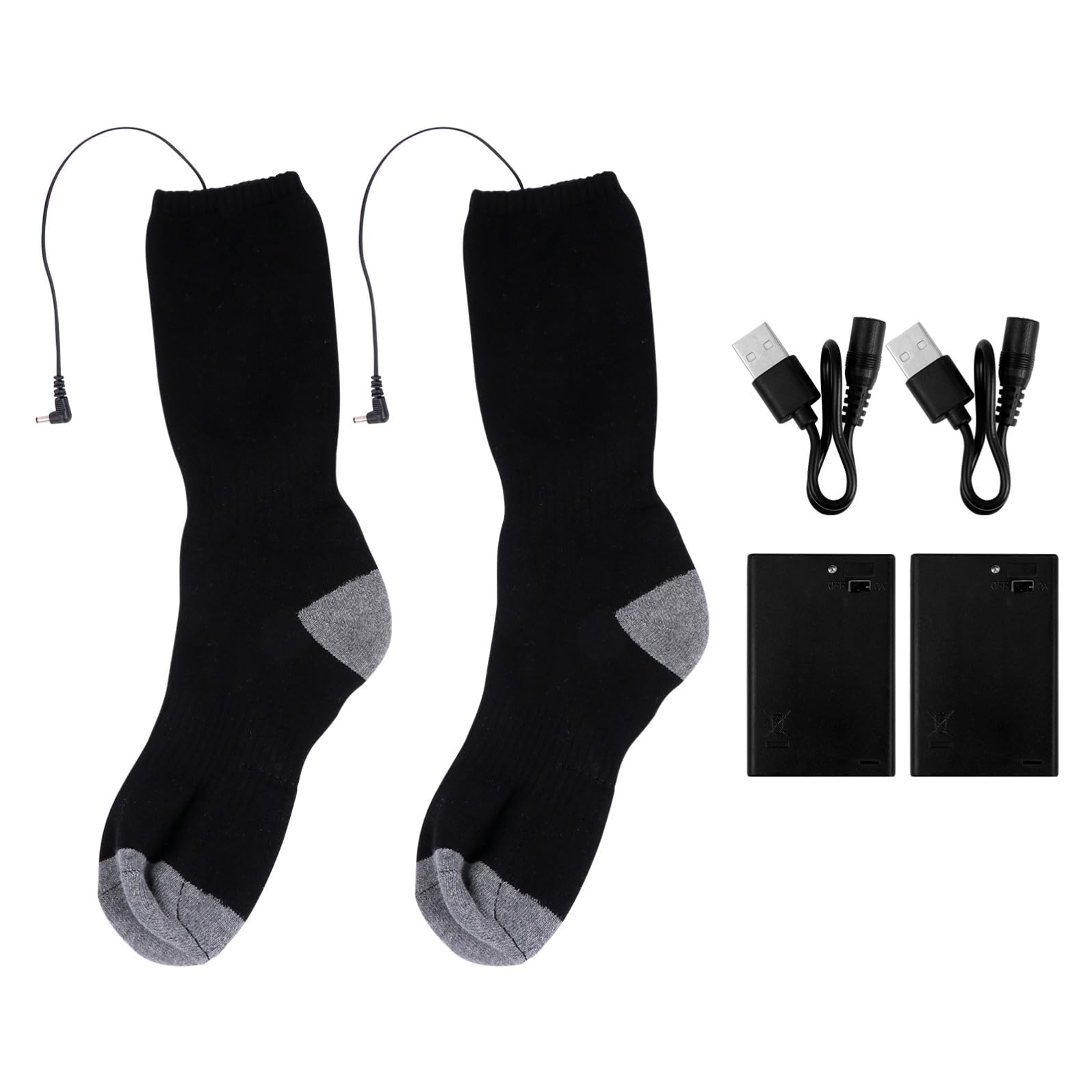 Zerodeko Elektrische Beheizbare Wintersocken mit USB Polyester Faltbar Heiztemperatur 50℃ für Outdoor Reisen im Winter Schwarz