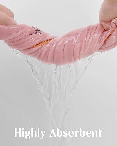 Miniatura 4 de Cleanbear Juego de 4 toallas de mano rosas con borlas decorativas para baño, toallas de baño de microfibra de alta calidad, extremadamente suaves y