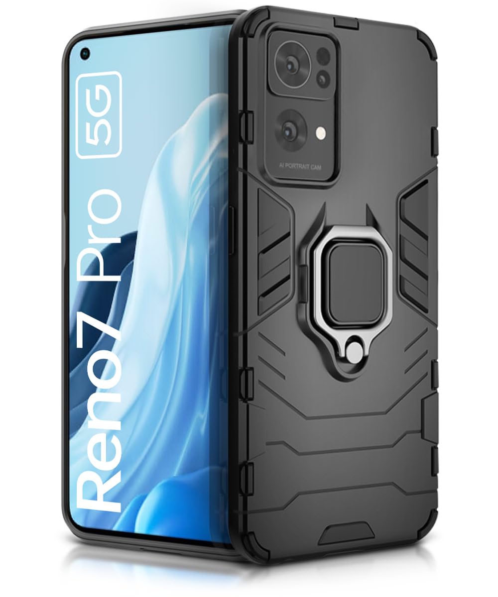 WOW IMAGINE Shock Proof Back Case Mobile Cover for Oppo Reno 7 Pro 5G | Back Cover Case (Tough Armor | Hybrid PC + TPU | Ring Holder & in-Built Kickstand | Black) (B09RWVQ6Q8) Amazon Price History, Amazon Price Tracker