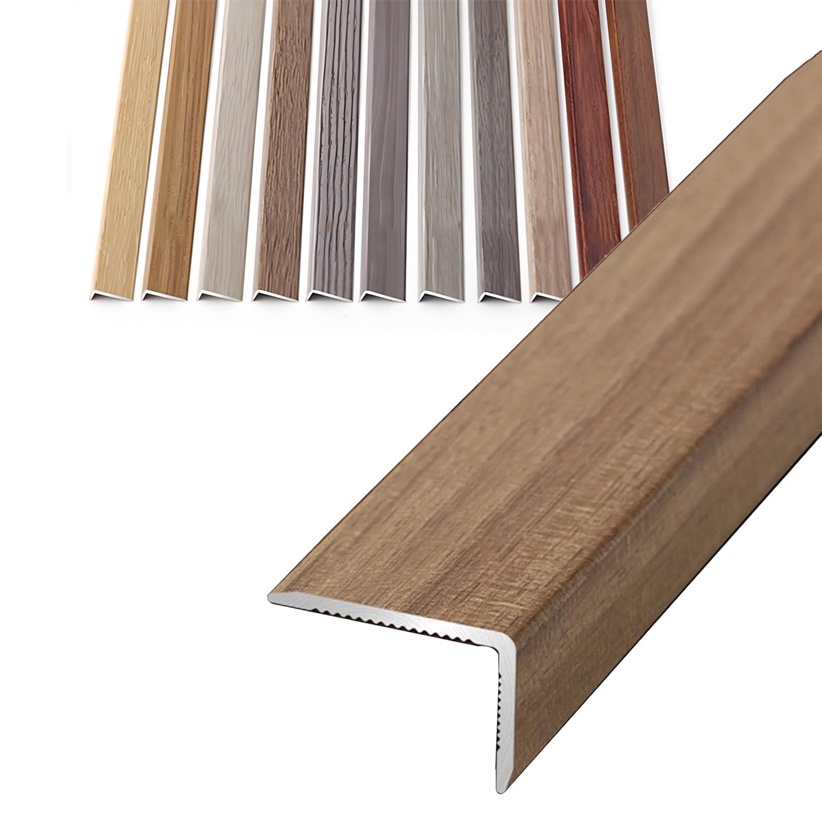 Perfil Autoadhesivo Protector de Esquinas Cantos, 90cm - Aluminio Tira de Transición de Suelo en L - Protector de Bordes - para Cantonera de Escalera Pared Esquinas(Light Wood,L900xW28xH12mm)