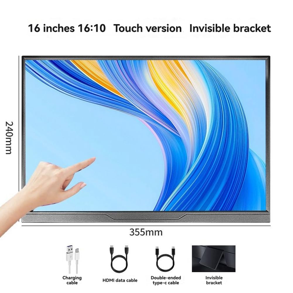 Przenośny monitor 16-calowy ekran dotykowy IPS panel 1900x1200P drugi ekran do gier rozszerzony wyświetlacz do komputera PC laptopa