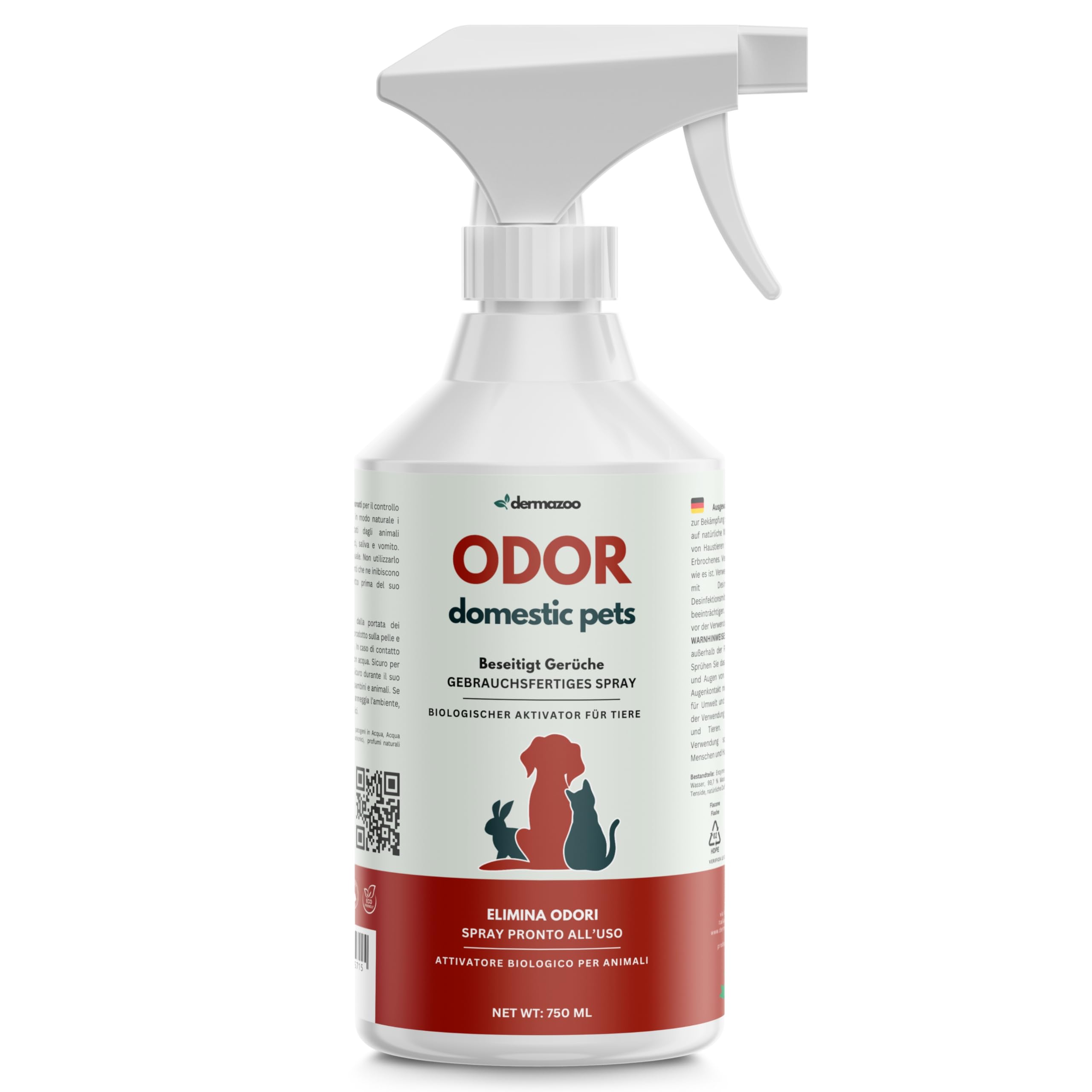 Dermazoo Enzymreiniger Katzenurin & Hundeurin, 750ml Geruchsneutralisierer & Geruchsentferner Spray für Sofa, Matratzenreiniger, Teppich & Textilien, Haustier Welpen Hygiene