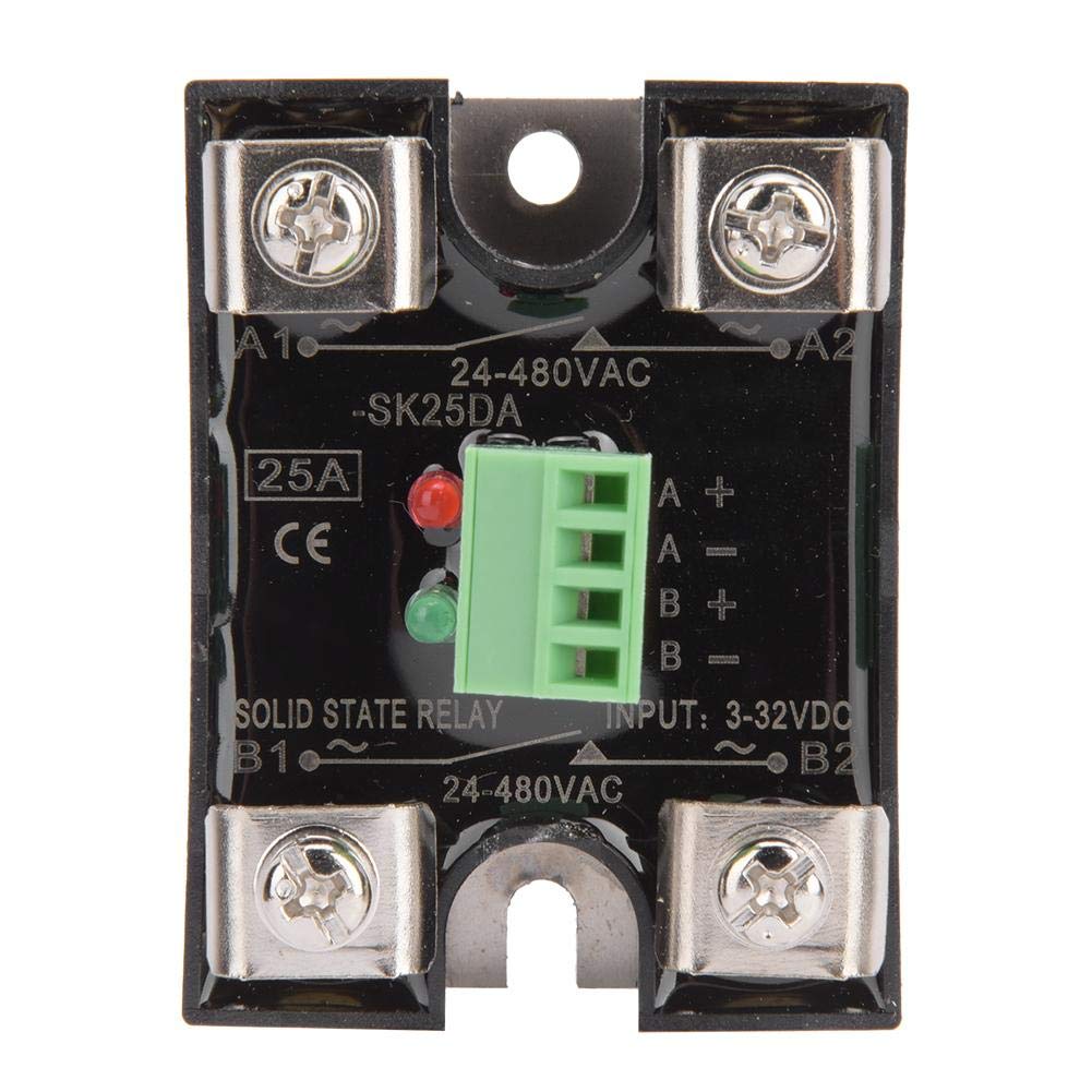 Solid State Relay Dual DC Control Dual AC Relay Board 24480VAC (25A