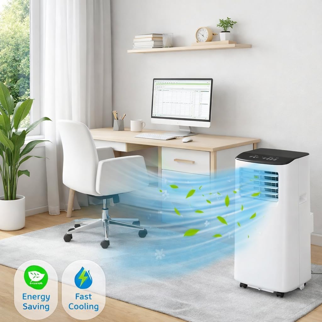 8000 BTU Portable Air Conditioners, 3-in-1 Portable AC Unit with Cool, Dehumidifier & Fan, Cools Up to 350 Sq.Ft, Remote Control, 24 Hour Timer and Window Kit, 2 Speeds for Bedroom Office thumbnail