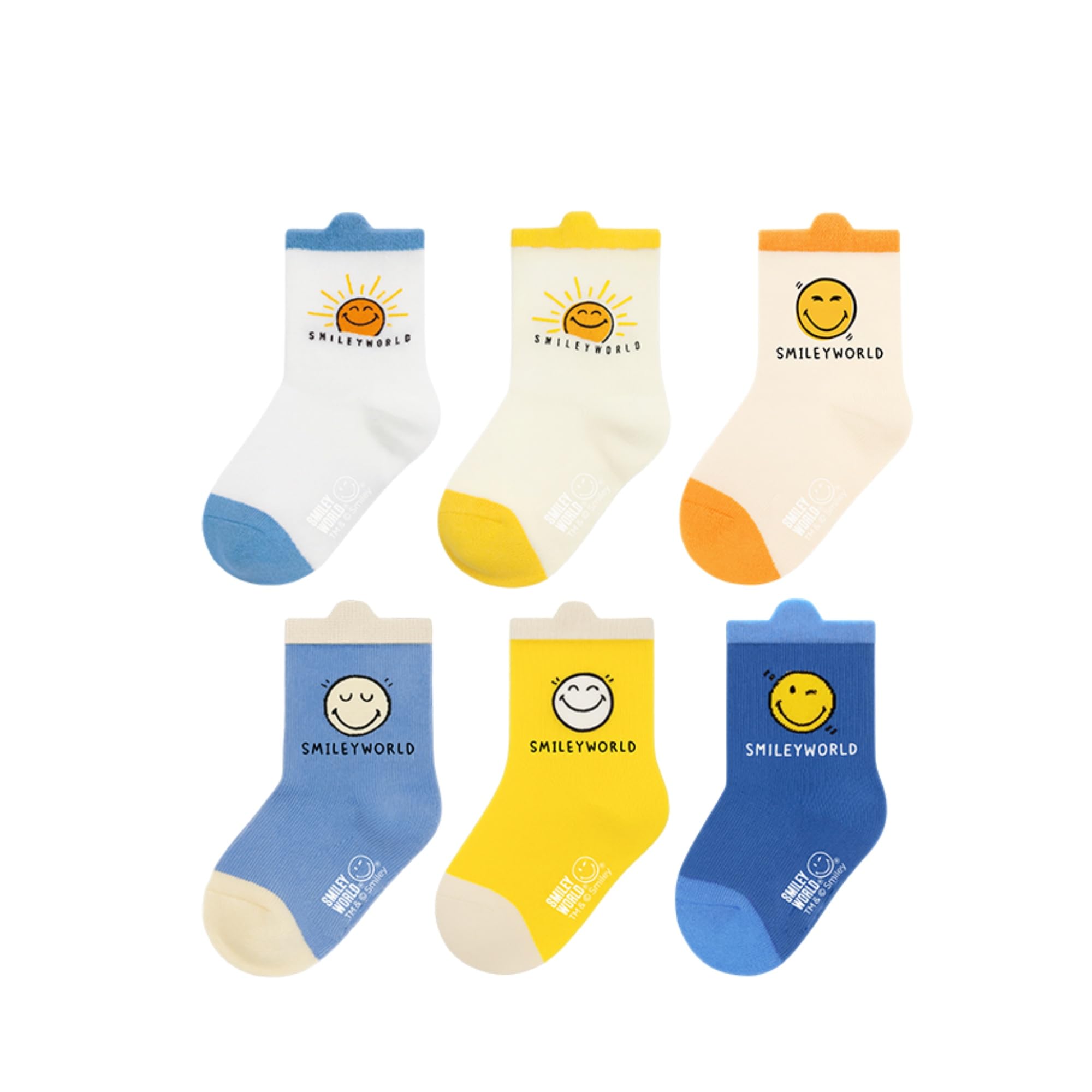 SMILEYWORLD Kids Crew Socks for Toddler Boys &amp; Girls 1-5 Years, Soft Cotton Fun Comfy Socks for Everyday Wear 6 Pack