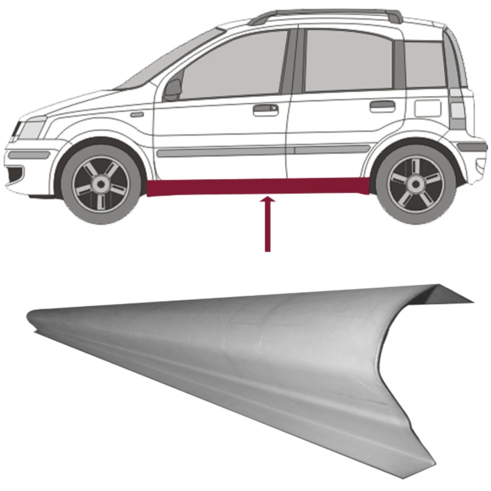 2X Reparaturblech Schweller Links = rechts passend für FIAT Panda 169 Baujahr 2003-2012