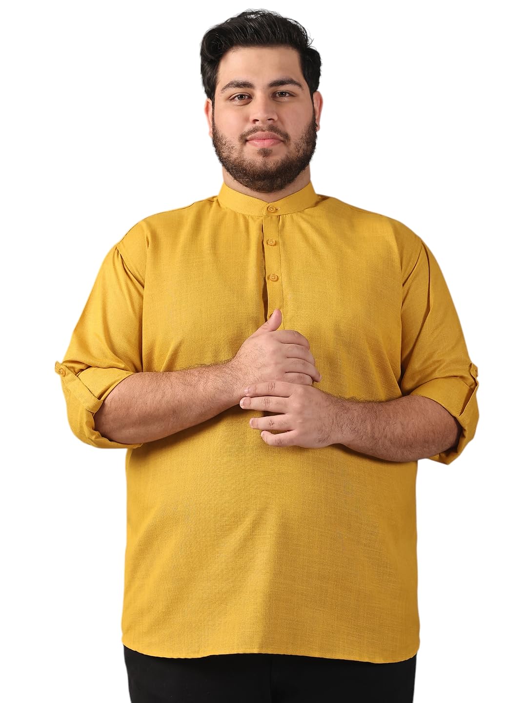 sojanya Men's Pure Cotton Regular Fit Plus(Since 1958) Soft Comfortable Plain Solid Short Kurta-picture-55