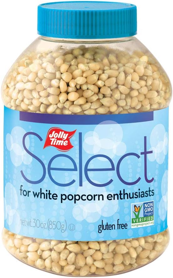 Jolly Time Select Premium White Popcorn Kernels, 30 Ounce Jars (Pack of 6)