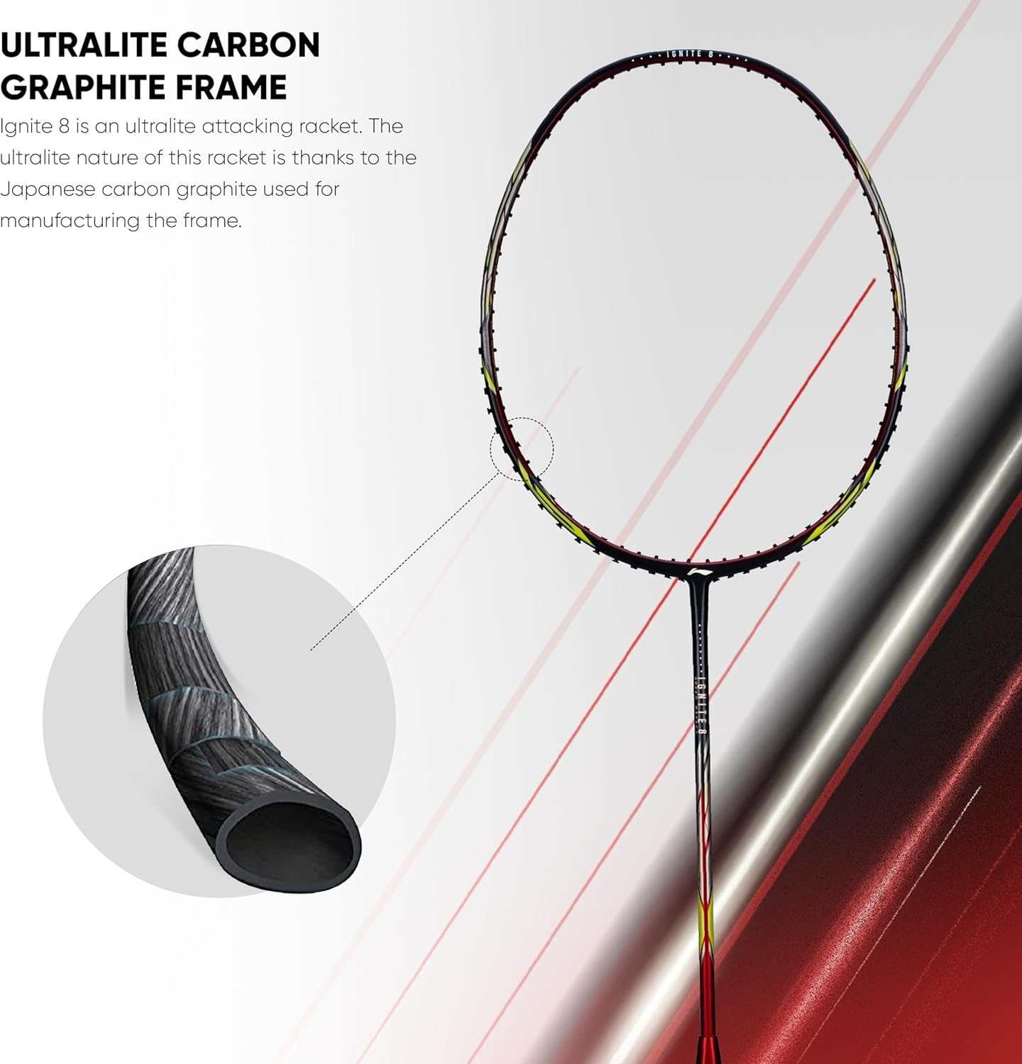Amazon | Li-Ning Ignite 8 バドミントンラケット 5U G6 (クールグレー