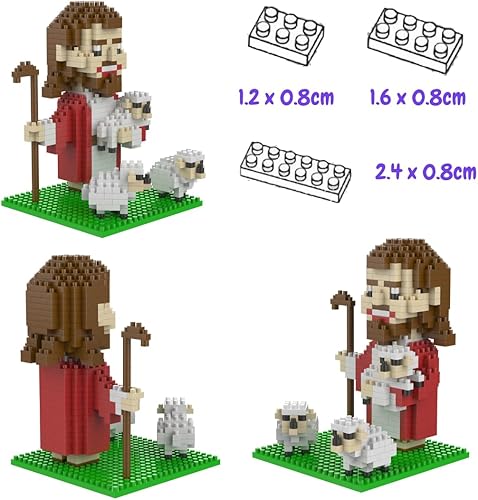 Miniatura 5 de Un juego de construcción de Jesús de regalo de oración, mini figura de buen pastor, historia bíblica con Lego, juguete de Jesús, regalo de fiesta de