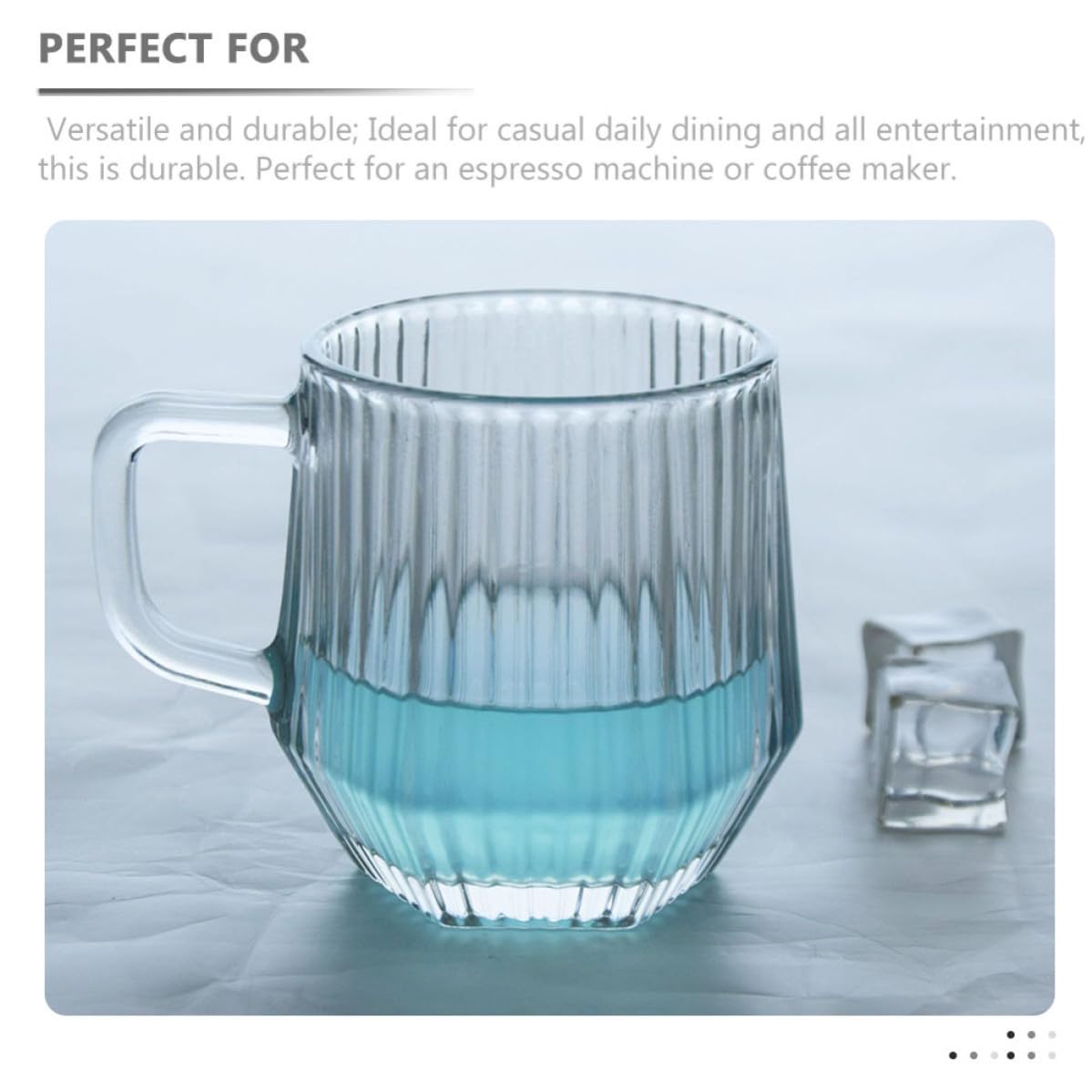 6 Stück Kaffeetassen aus Glas mit Henkel Klassische Teegläser mit Vertikalen Streifen Vielseitig und Leicht zu Reinigen Elegantes Design für Alltag