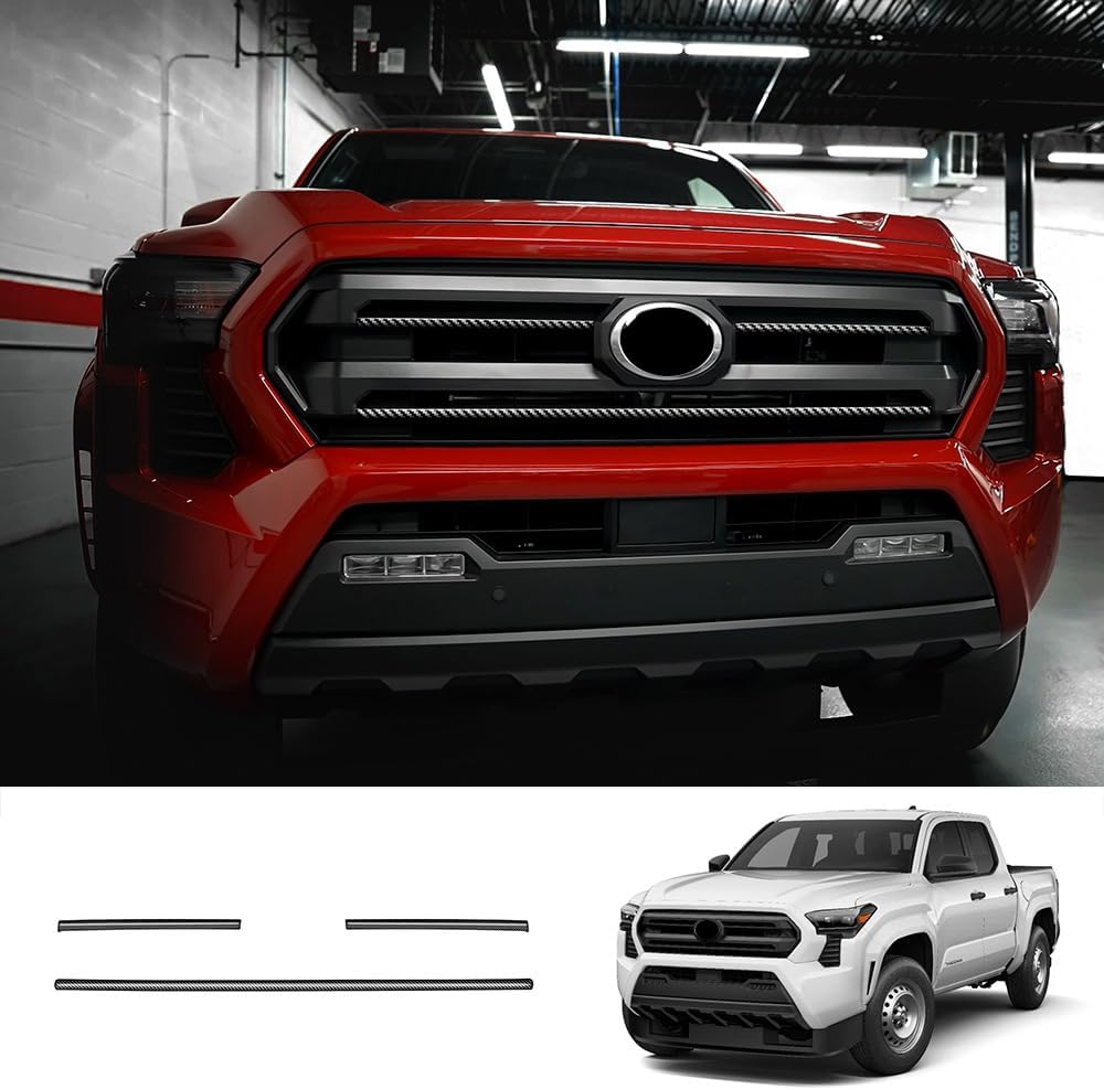 Front Grills Trim Lips Cover, For Toyota Tacoma 2024 Grille Grill Hood Trims Cover Accessorie,Trim Exterior Decorative Protector (black)