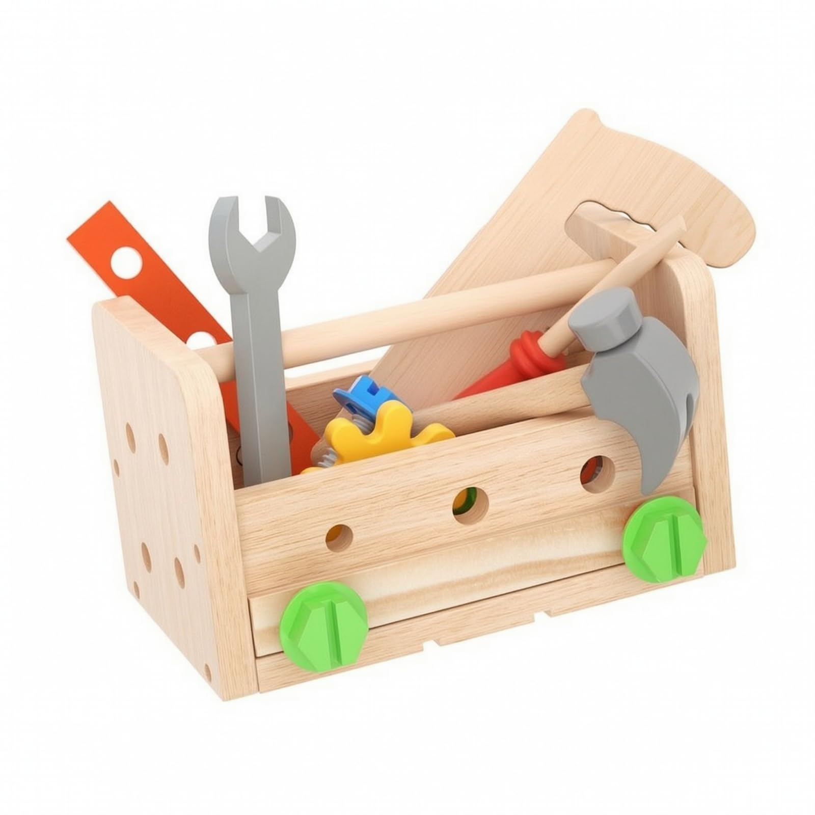 harayaa Cassetta degli Attrezzi Giocattolo in Legno Creativo Cassetta degli Attrezzi in Legno con Bulloni e Dadi Interattivo per Bambini da 4 a 6 Anni