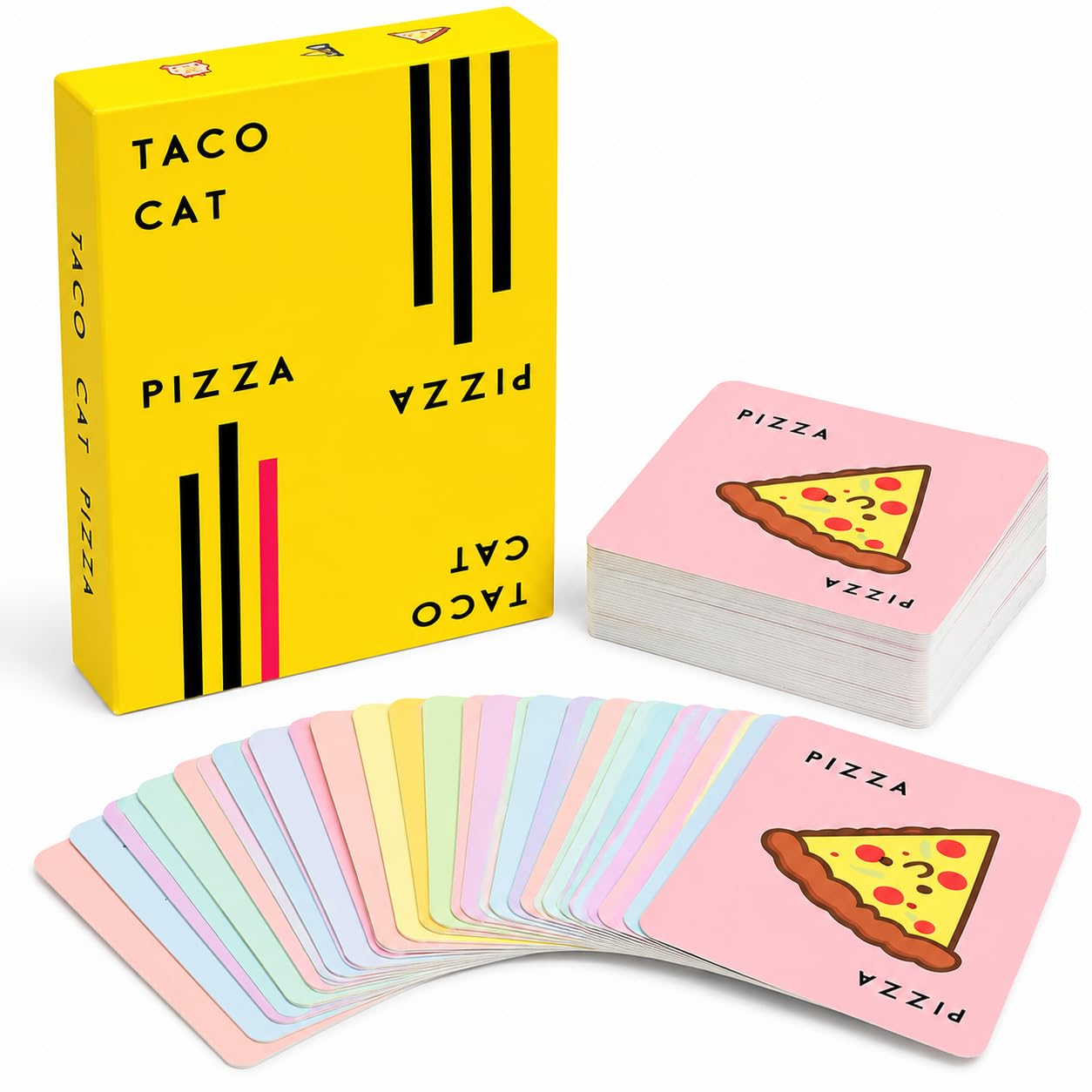 Pizza Card Game,Plastic Travel Cards for Adults & Family,Party,Yellow